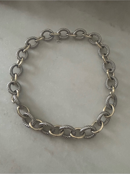 David Yurman Jewelry - David Yurman 925 Sterling Silver & 14K Gold Large Cable Link Necklace 19.5” 137g